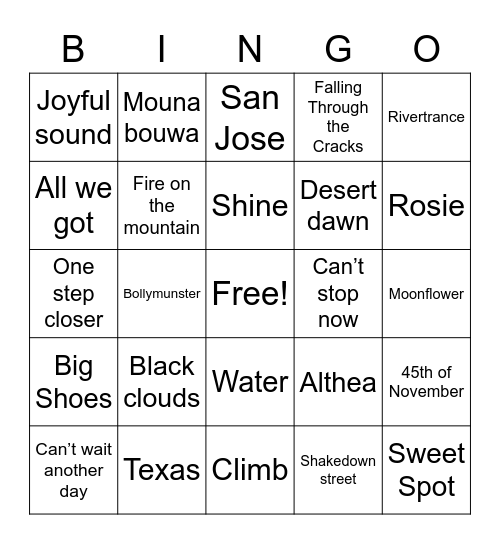 Cheese Red Rocks Bingo Card