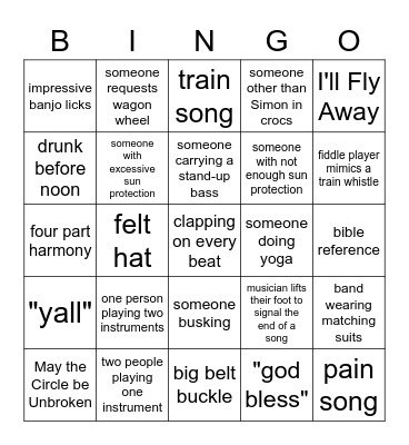 Bluegrass Bingo Card