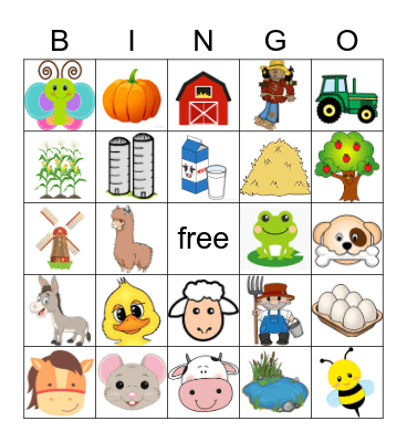 On the Farm Bingo Card