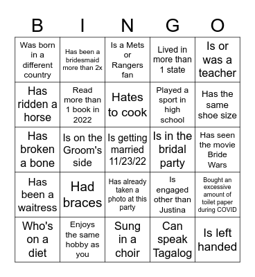 Find the Person Who... Bingo Card