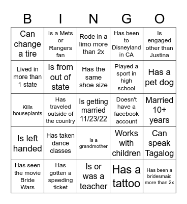 Find a Person Who... Bingo Card