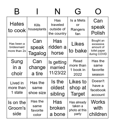 Find a Person Who... Bingo Card