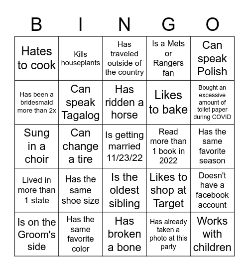 Find a Person Who... Bingo Card