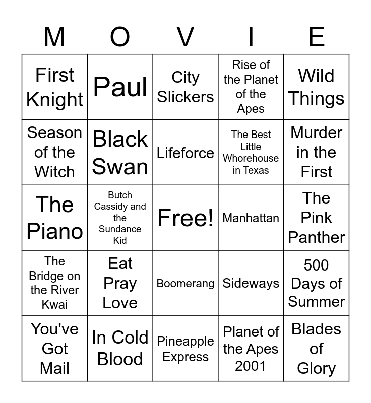 Movies_07162022 Bingo Card