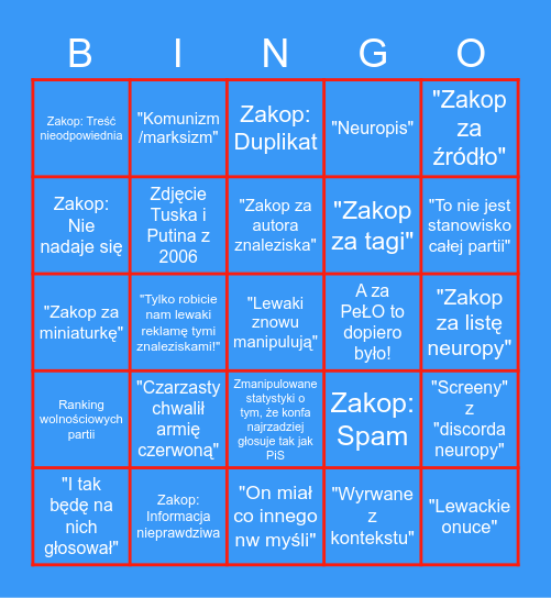 Znalezisko o #konfederacja Bingo Card