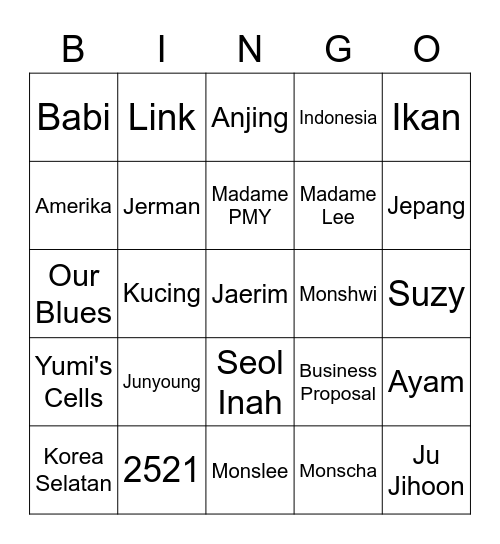 jujihoom Bingo Card