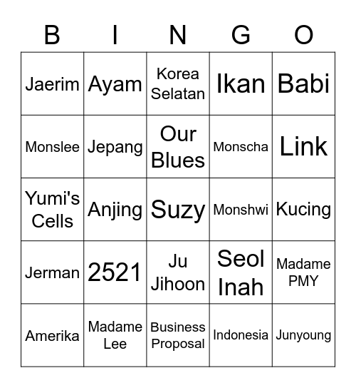 jujihoom Bingo Card