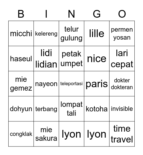 Untitled Bingo Card