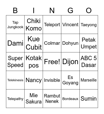 Bingo Habbang Bingo Card