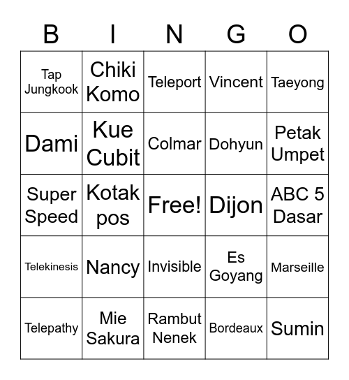 Bingo Habbang Bingo Card