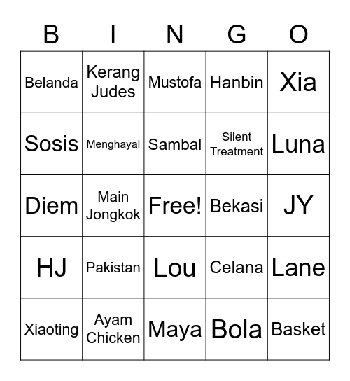 Bingo Hendery Bingo Card