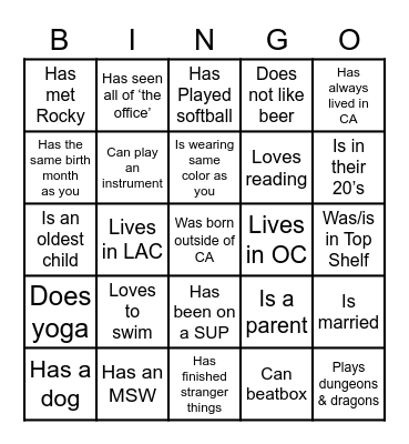 FIND SOMEONE WHO Bingo Card