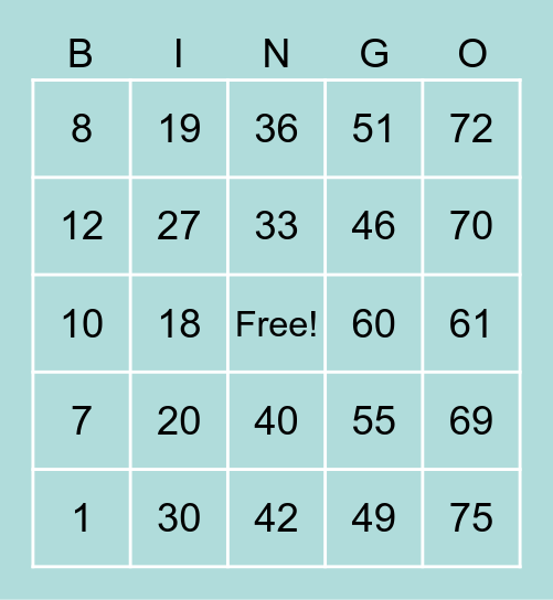 LUCKY Bingo Card