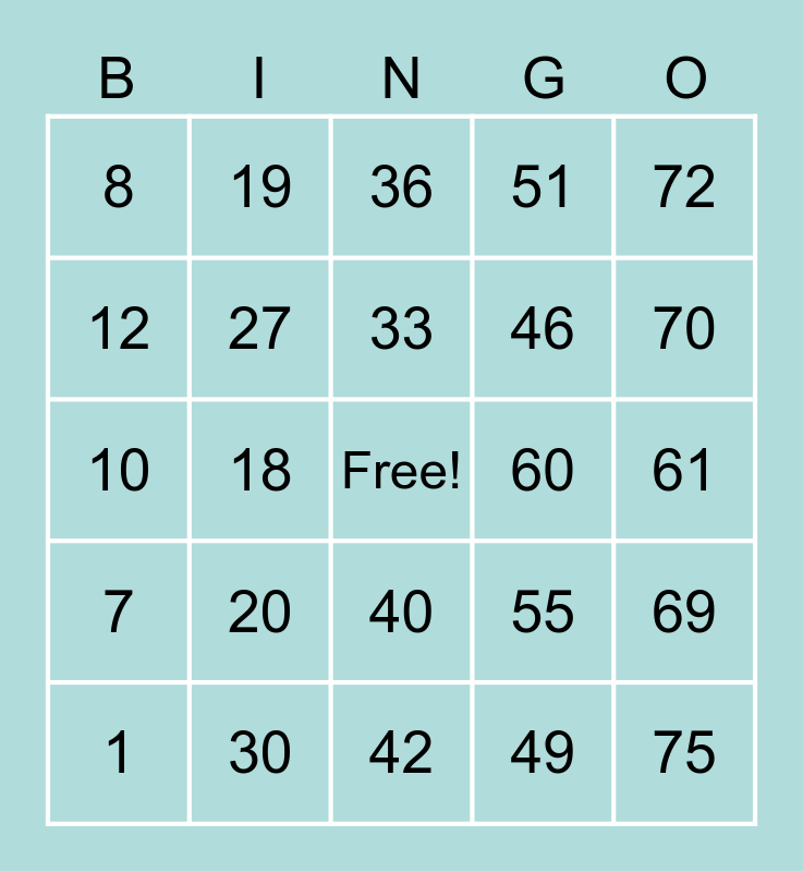 LUCKY Bingo Card