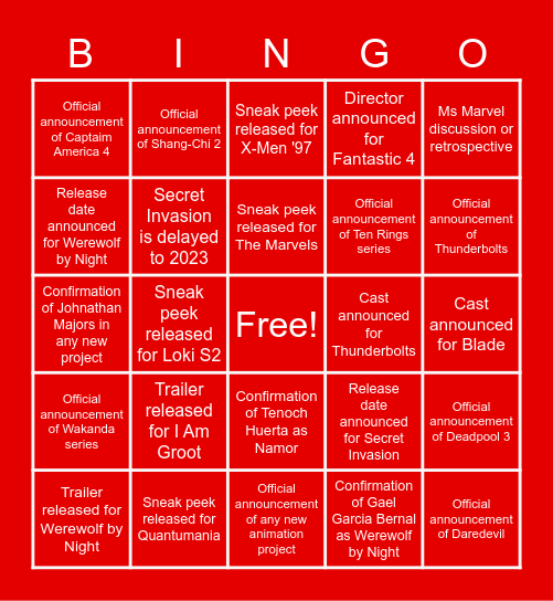 Cavefoot00 SDCC Bingo Card