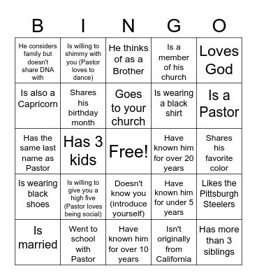 Find Someone Who.. Bingo Card