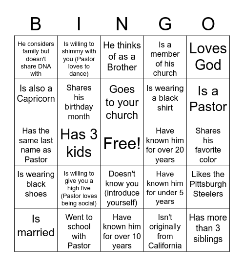 Find Someone Who.. Bingo Card