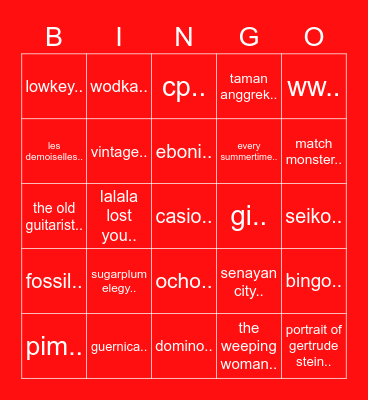 🫡..bingo punya mas..🫡 Bingo Card