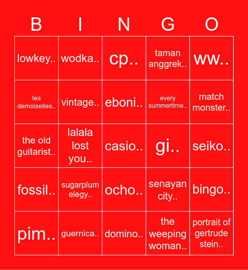 🫡..bingo punya mas..🫡 Bingo Card