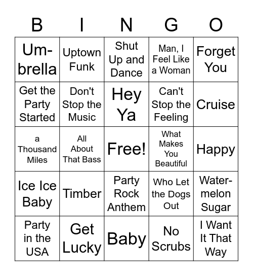 Singo Bingo Pop Bingo Card