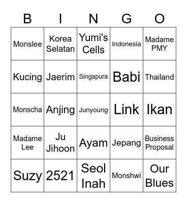 jujihoom Bingo Card