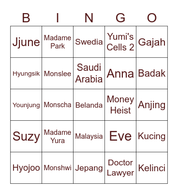 Act Castle (Joobin's) Bingo Card