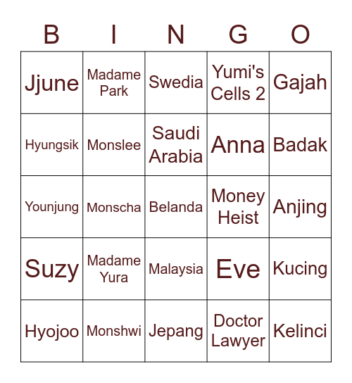 Act Castle (Joobin's) Bingo Card