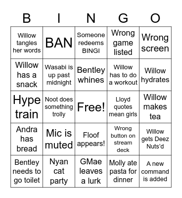 Stream Bingo Card