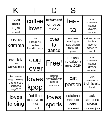 HUMAN BINGO Card