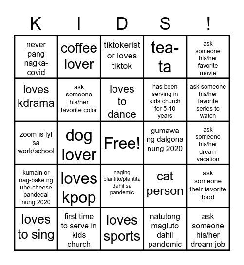 HUMAN BINGO Card