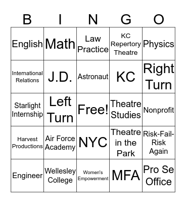 Choose Your Own Adventure Bingo Card