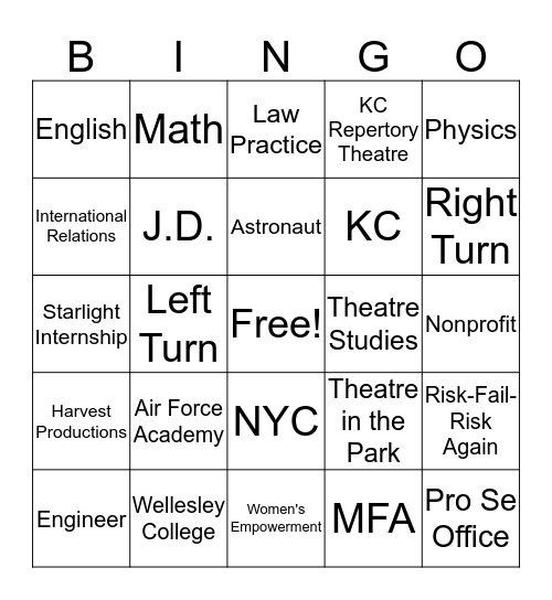 Choose Your Own Adventure Bingo Card