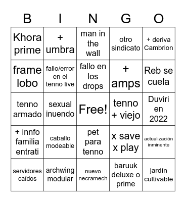 TennoBIngocon 2022 Bingo Card