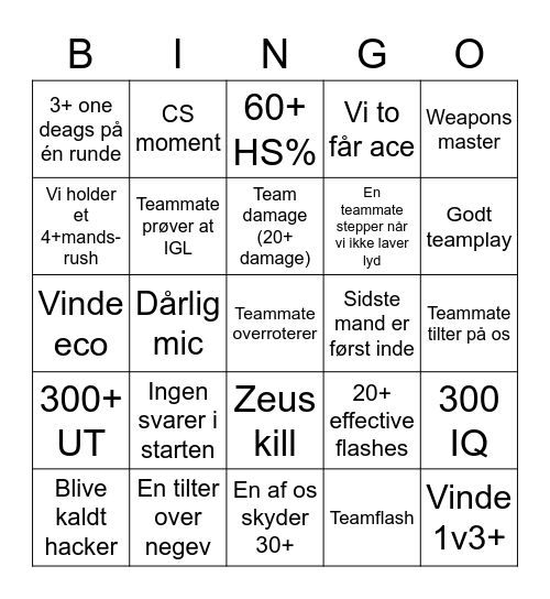 CS:GO Bingo Card