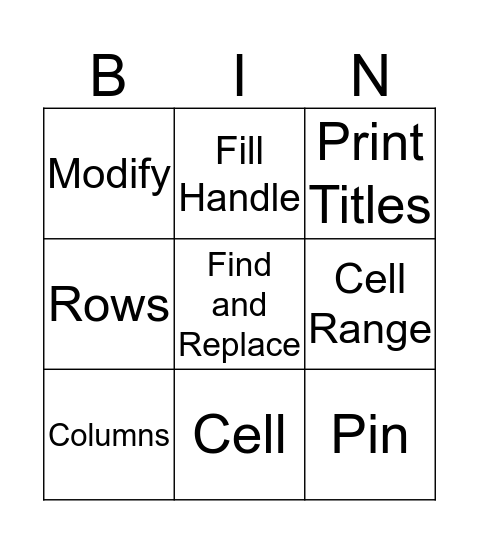 Review Bingo Card