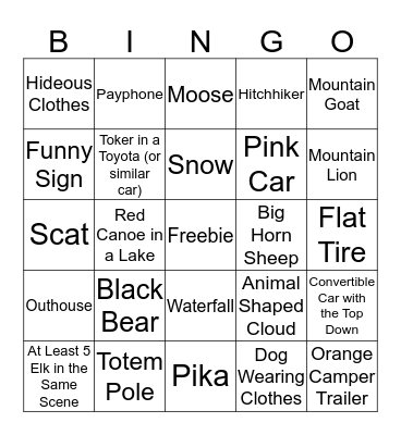 OFF TO CO WE GO Bingo Card