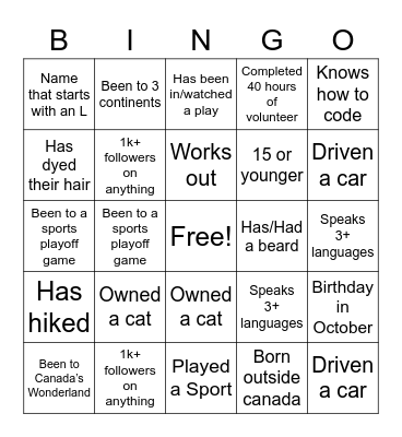 Ripple Effect Bingo Card