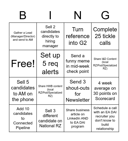 EA DAI Delivery Bingo Card