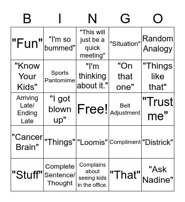 Camp Placer Bingo Card