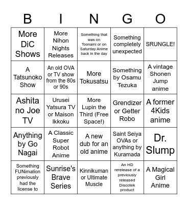 Discotek Day Bingo (Otakon Edition!) Bingo Card