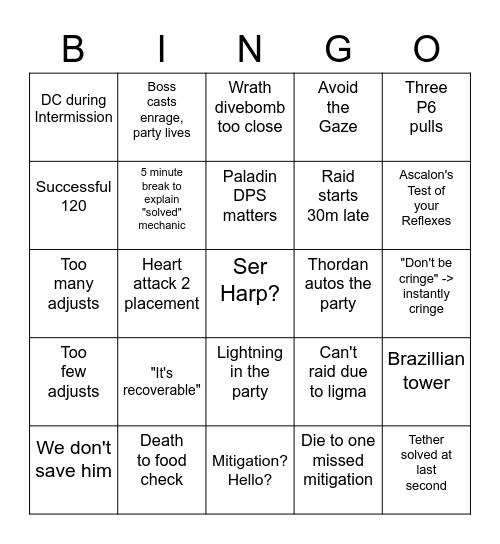 Utopia Beta DSR Bingo Card