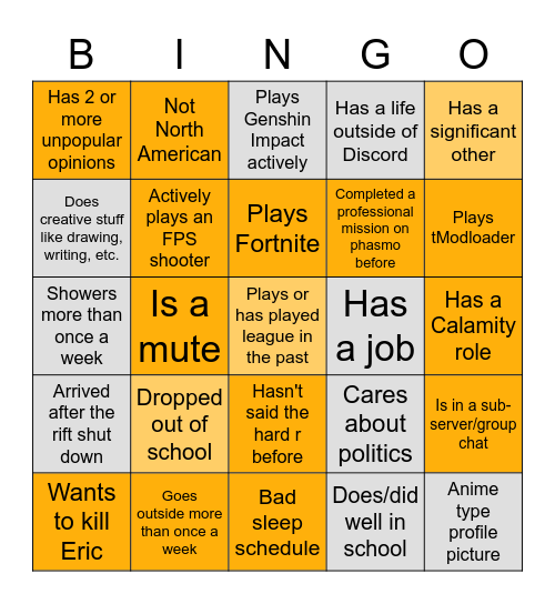 Mineservers Bingo 2022 Bingo Card