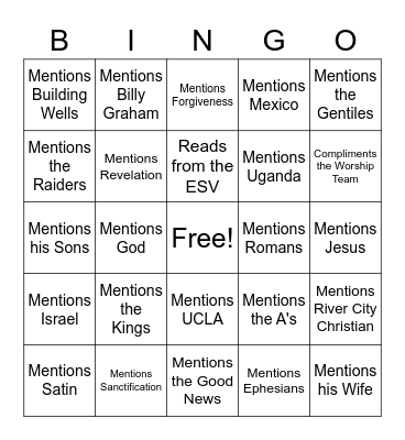 Dan Palmer Bingo 7/17/2022 Bingo Card
