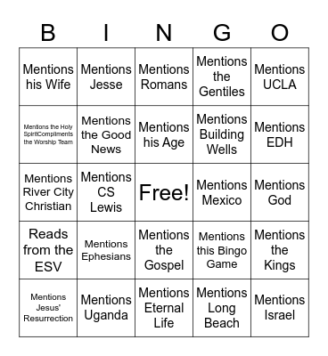 Dan Palmer Bingo 7/17/2022 Bingo Card