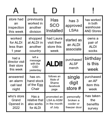 ALDI! Bingo Card