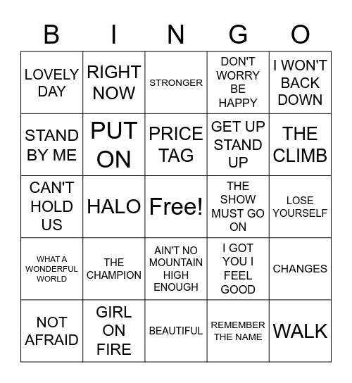 MOTIVATIONAL HITS Bingo Card