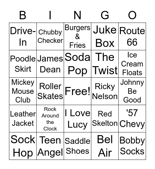 Fabulous Fifties Bingo!! Bingo Card