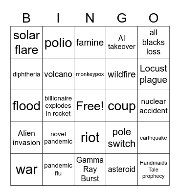 2022 Bingo Card