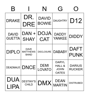 D Bingo Card