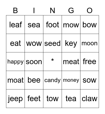Lesson 6 Bingo Card